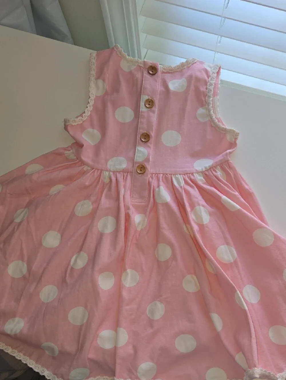 Sweet Honey  Pink And White Polka Dot Girls Dress Set